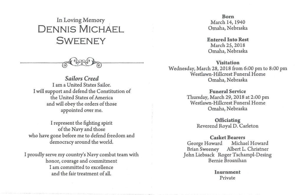 Dennis "Mike" Sweeney's Passing - AMVETS Nebraska